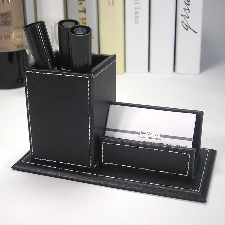 Creative Multi-Functional Leather Desk Organizer Set