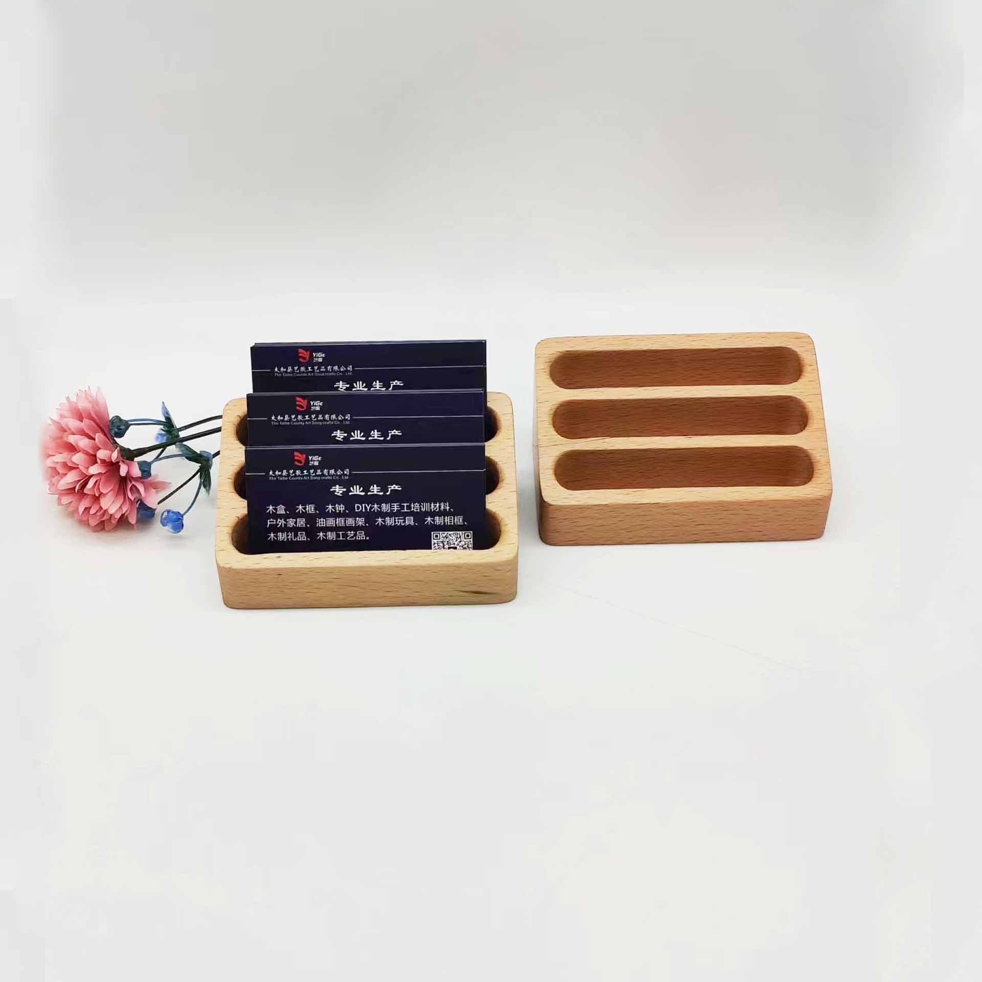 Wooden Business Card Holder for Desk Organization