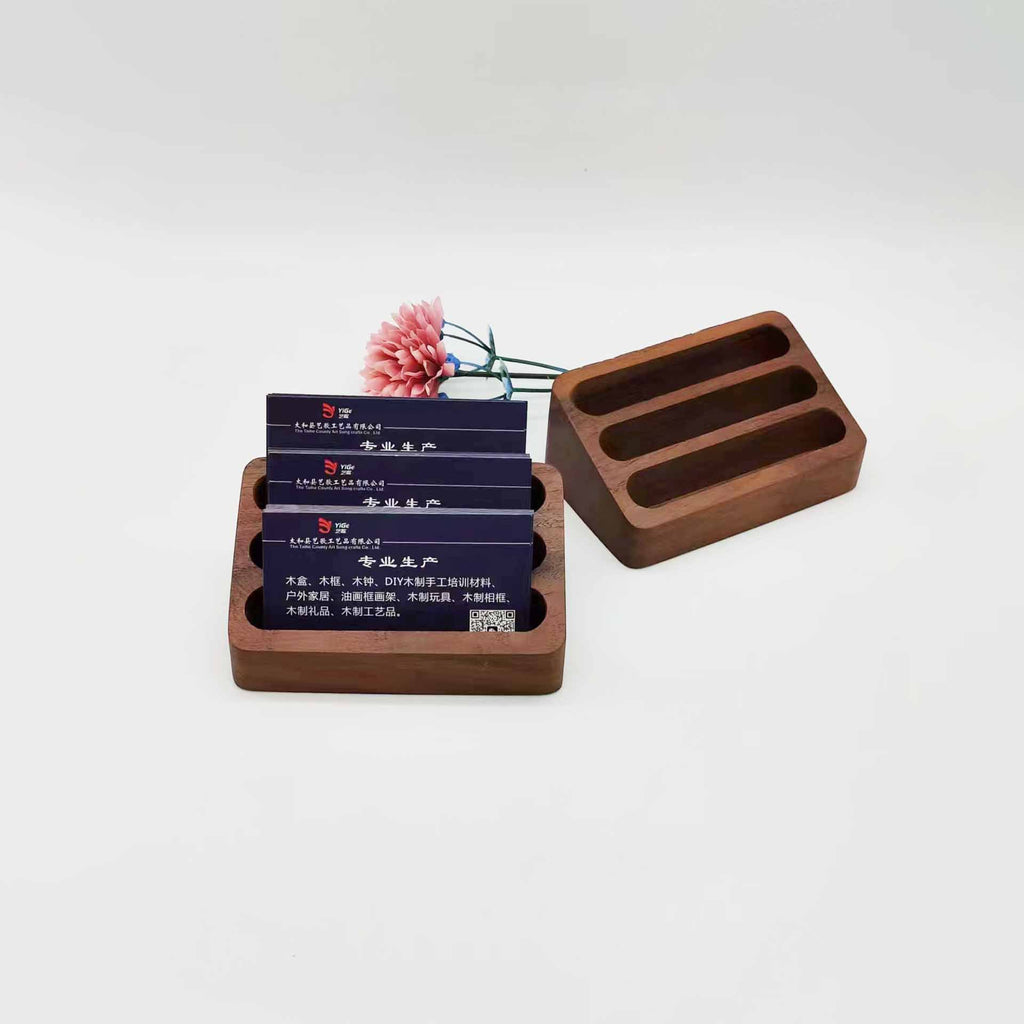 Wooden Business Card Holder for Desk Organization