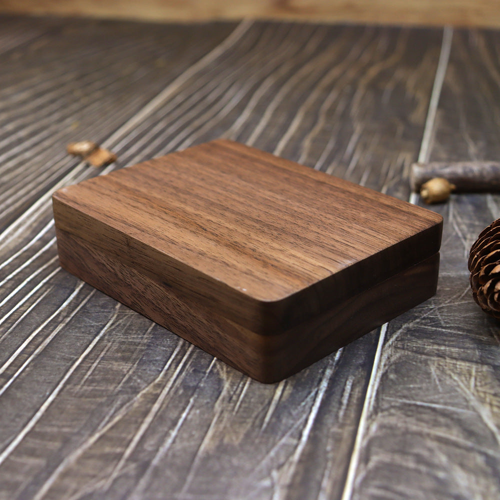 Wooden Walnut Business Card Holder and Storage Box