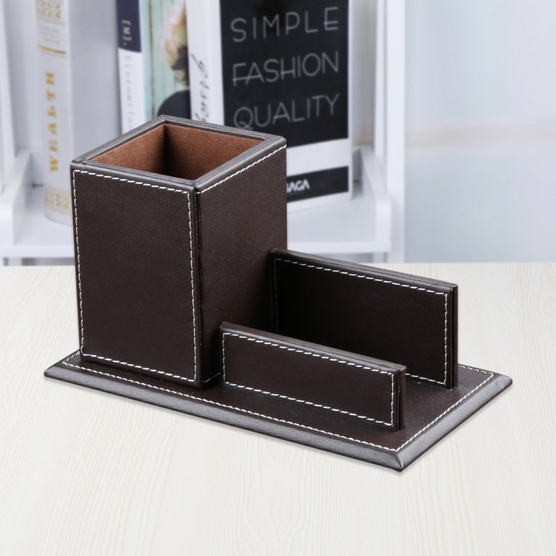 Creative Multi-Functional Leather Desk Organizer Set